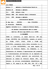 AUTORIZZAZIONE IMPIANTO RECUPERO RIFIUTI NON PERICOLOSI (Via Abruzzo n. 23 – Vittorio Veneto) N. 425/2021 DEL 27/12/2021